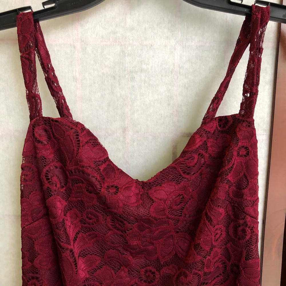 Burgundy Lace Cocktail Dress - Picture 2 of 7